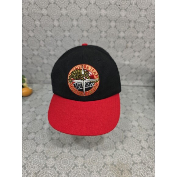 VTG Marlboro Hat Mens Strap Back Cap Wool Adventure Team Lizard Cigarette 90s - Picture 1 of 9